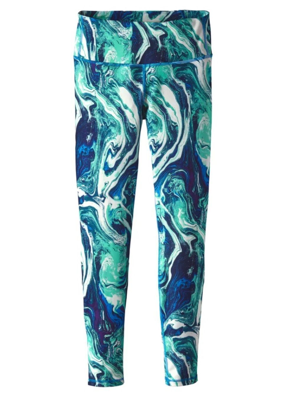 Patagonia Aqua & Teal Marbled Active leggings small